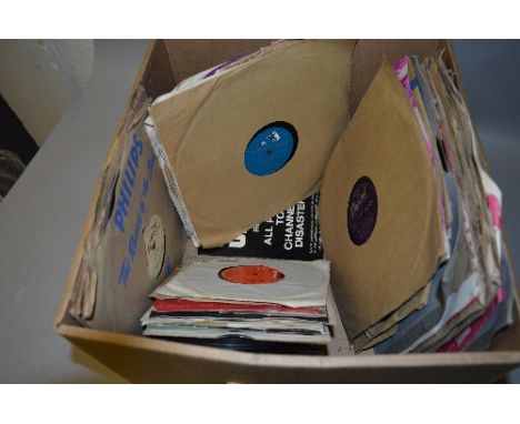 A BOX OF 78'S AND SINGLES, by artists including Elvis Presley, Dizzy Gillespie, The Crickets, etc