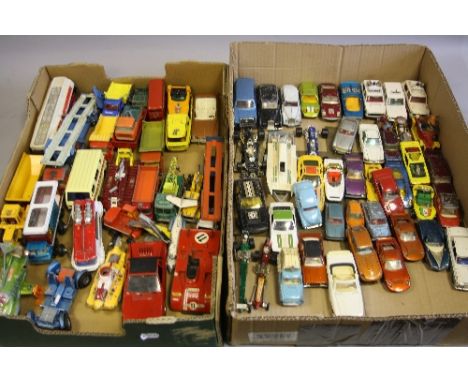 A QUANTITY OF UNBOXED AND ASSORTED PLAYWORN DIECAST VEHICLES, to include Corgi Toys Lotus Racing Gift Set, No.32 and Fiat X-1