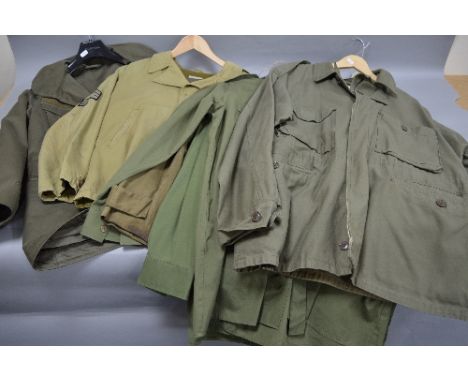 SIX ITEMS OF WWII ERA MILITARY UNIFORM, to include jackets, field jackets and shirts, all believed to be USA issue, one jacke