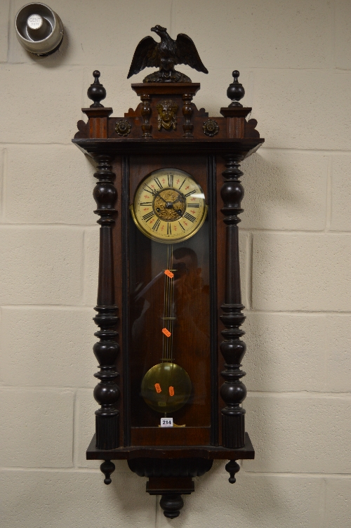 A LATE 19TH CENTURY WALNUT AND EBONISED VIENNA REGULATOR WALL CLOCK