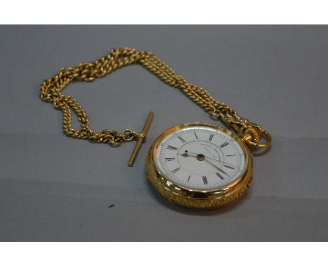 AN 18CT GOLD CHRONOGRAPH POCKET WATCH, Chester 1901, makers mark BB, flower design around the case, Ref 14178, marked on case