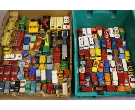 A QUANTITY OF UNBOXED AND ASSORTED PLAYWORN DIECAST VEHICLES, to include Dinky Toys Volkswagon Beetle, No.181, 2 x Plymouth P