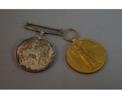 A BRITISH WAR & VICTORY PAIR OF WWI MEDALS, correctly named to M2-200472 Pte F.A. Slack A.S.C. (Army Service Corps), no recor
