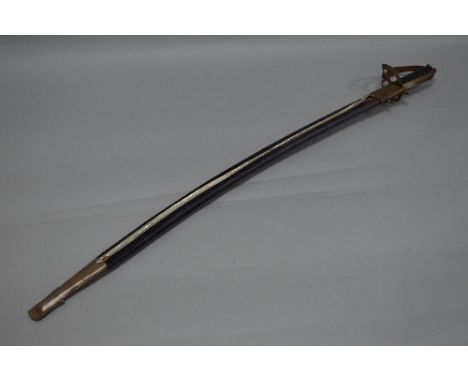 A MIDDLE EAST/ASIAN TOURIST TRADE CURVED SWORD AND SCABBARD, low quality, no makers marks