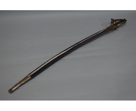 A MIDDLE EAST/ASIAN TOURIST TRADE CURVED SWORD AND SCABBARD, low quality, no makers marks