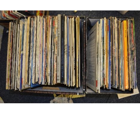 TWO BOXES OF APPROXIMATELY 130 L.P'S, including 13 by The Beatles, The Rolling Stones, etc