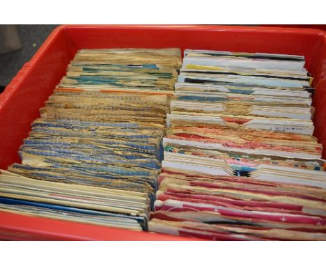 A BOX OF APPROXIMATELY 230 NO.1 SINGLES FROM 1969 TO 1982, artists include The Beatles, The Rolling Stones, Elvis Presley, Pi