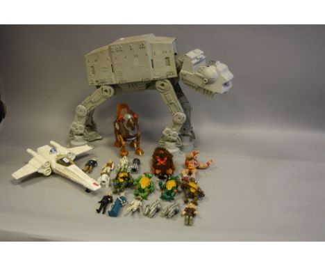 AN UNBOXED KENNER STAR WARS IMPERIAL WALKER AT-AT, (not complete), with an unboxed X Wing fighter and a quantity of loose fig