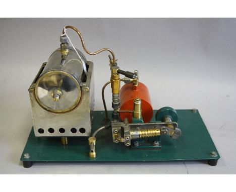 A SCRATCH OR KIT BUILT 1'' SCALE LIVE STEAM GAS FIRED HORIZONTAL BOILER AND SINGLE CYLINDER ENGINE, no makers marking, not te