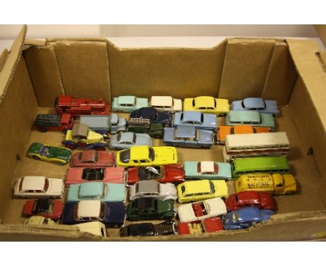 A QUANTITY OF UNBOXED AND ASSORTED PLAYWORN MAINLY SPOT-ON AND DINKY DIECAST VEHICLES, to include M.G. 1100 saloon, No.267 an