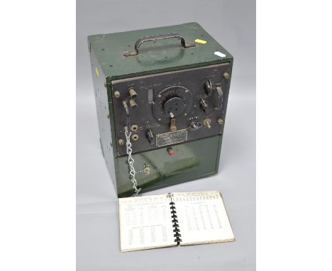 A US SIGNALS CORPS (US ARMY) WWII ERA FRAQUENCY METER, BC-221-M by the Bendix Radio Company of Baltimore Md, USA, green woode