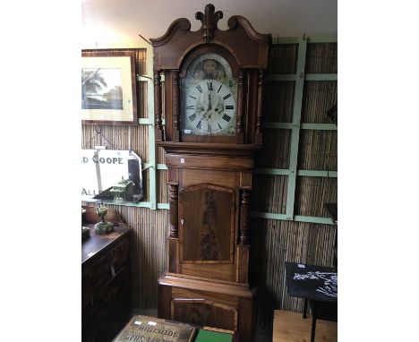 WILLMAN, BANGOR; an early 19th century eight day longcase clock, the painted dial with moon phase above a chapter ring with R