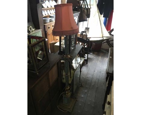 An unusual painted standard lamp, height 130cm.