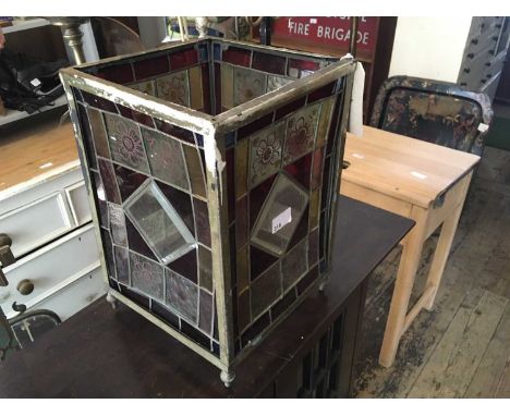 A late Victorian leaded glazed lantern, height 36cm, width 24cm.Condition Report: One of the diamond shaped panels with a lar