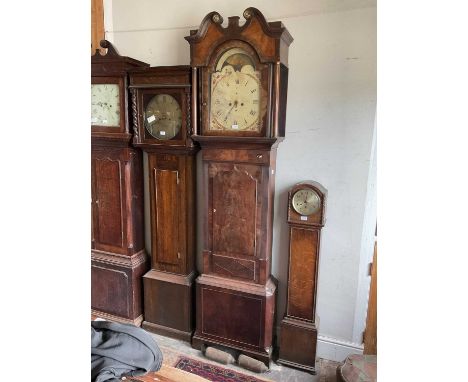 JOSKELL, LIVERPOOL; a 19th century eight day longcase clock, the painted dial with rolling moon phase, set with Roman numeral