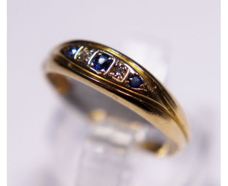 Victorian 18ct gold sapphire and diamond ring