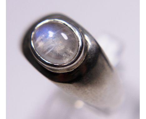 Sterling silver heavy set moonstone ring