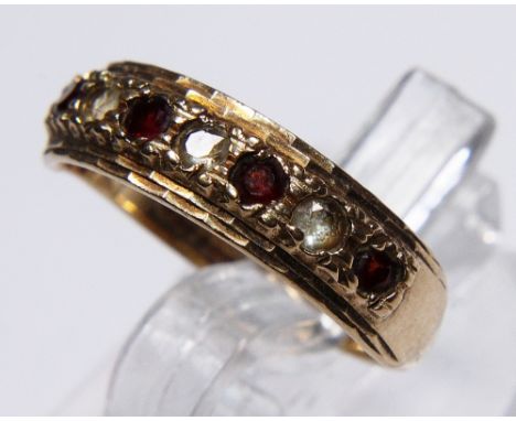 9ct gold diamond and ruby ring, size K