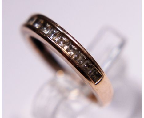 14ct gold channel set half eternity ring, size L, 2.8g