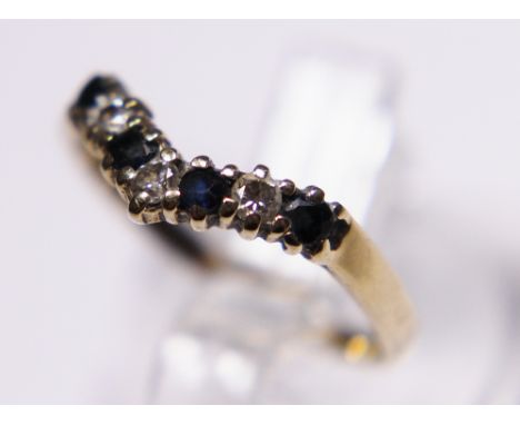 9ct gold diamond and sapphire ring, size K