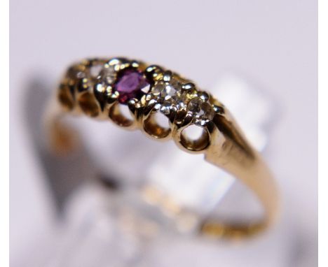 Victorian 18ct gold diamond and ruby ring