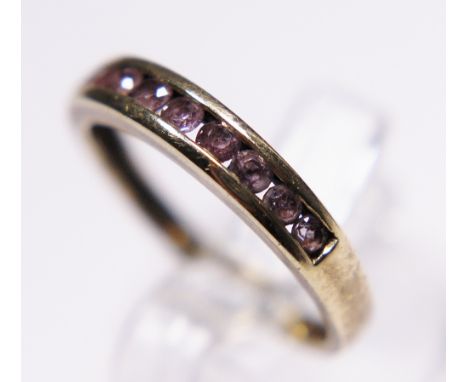 9ct gold channel set diamond half eternity ring