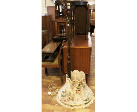 Oak standard lamp with shade