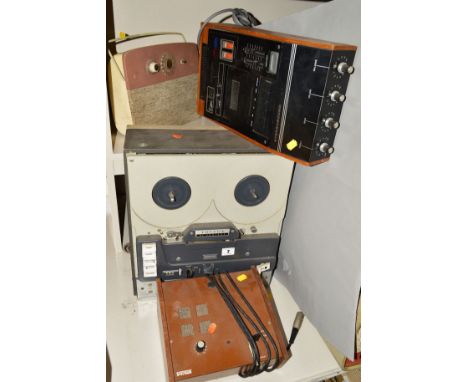 A TRUVOX MODEL PD86 STEREO REEL TO REEL PLAYER, a Spectrum Vintage Intercom speaker, a Stereosound tape deck and a 1960's pin