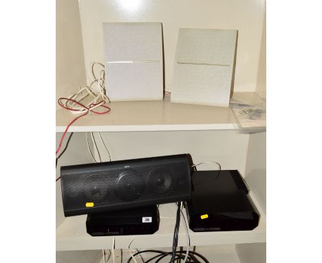 A PAIR OF LYNX STRATOS 100 WATT MONOBLOCK AMPLIFIER, a pair of Yamaha NS-E80 speakers and a Jamo Centre 100 speaker all with 