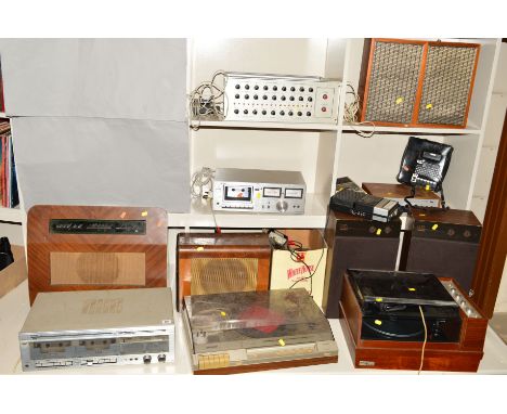 A QUANTITY OF VINTAGE AUDIO EQUIPMENT, including a Sharp Sc-700x Cassette Receiver, a Sharp SG-170E Music Centre, a Murphy va