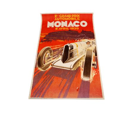 Großes Reprint-Plakat ”2me Grand Prix Automobile Monaco 6 Avril 1930”, ”Falcucci - 30”, Réédition par autorisation spéciale d