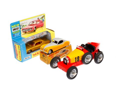 Dinky Jaguar Nr. 157, im def. OK und Matchbox Mercury K 21, im OK, dazu Replik Schuco Studio Rennwagen, Z 2