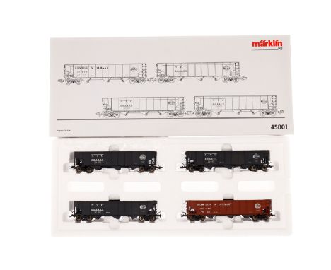 Märklin Hopper-Car-Set 45801, Spur H0, 4-teilig, Alterungsspuren, im leicht besch. OK, Z 2-3