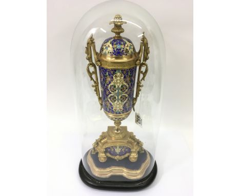 A fine, French enamel, gilt metal and ormolu mounted clock ornament. on wooden base.Approx 38cm