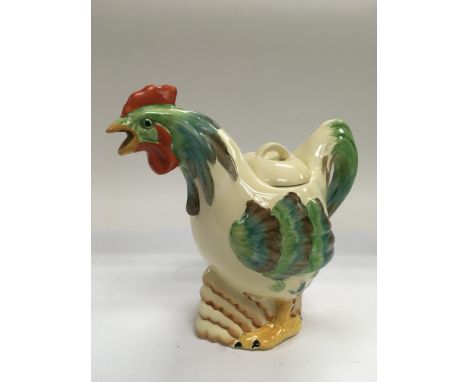 A Clarice Cliff teapot in the form of a cockerel, approx height 20cm.
