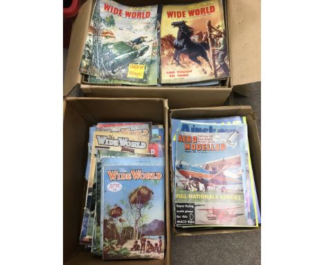 A collection of vintage magazines The Wide World, Aero Modeller and others.