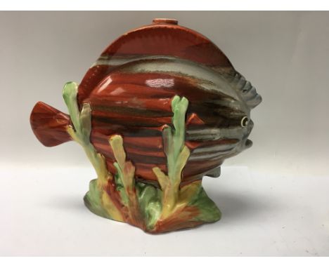 A Clarice Cliff lamp base in the form of a fish 23 cm