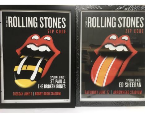 Two limited edition Rolling Stones Zip Code tour prints, numbers 318/500 and 478/500, approx 51cm x 66cm.