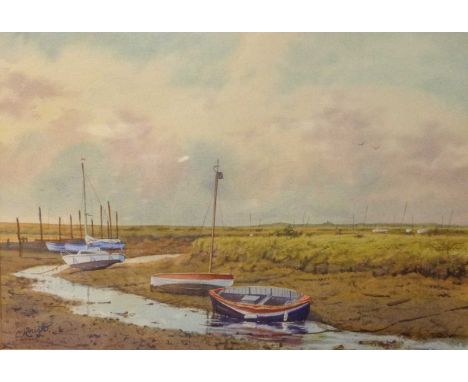 Clifford Knight, 'Autumn Light, Morston', watercolour, f/g, 49cm wide