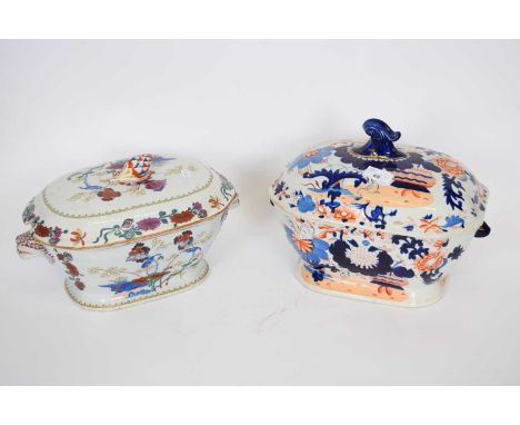 Two 19th century ceramic tureens and covers, a Mason's ironstone example with an Imari design, together with a Spode ironston