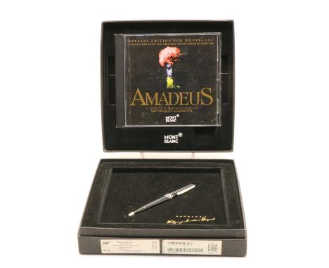A Mont Blanc 'Homage for Wolfgang Amadeus Mozart' ballpoint pen, the gloss black body with white metal fitments, complete in 