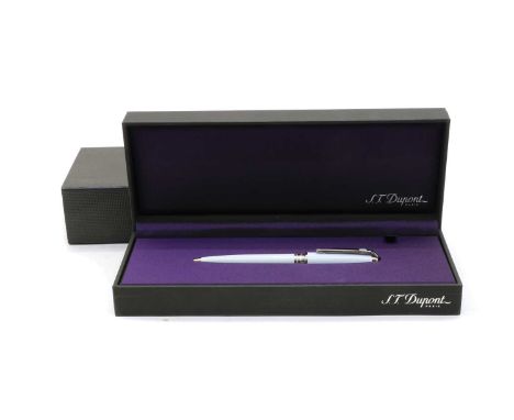 An S.T. Dupont of Paris 'Mini Olympio' ballpoint pen, in a white enamel finish, complete with Dupont fitted box, refill and p