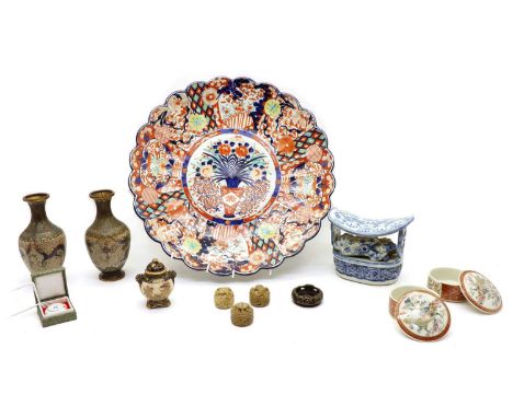 A collection of Japanese and Chinese miscellaneous, comprising an Imari charger, of lobed circular form, painted in the centr