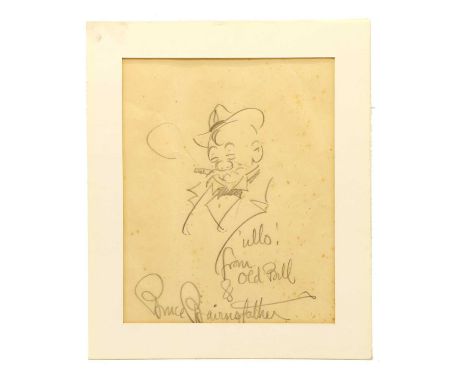 Bruce Bairnsfather, 'Ullo from Old Bill and Bruce Bairnsfather', pencil sketch, signed, 23.5 x 19cmCondition report: Some fox
