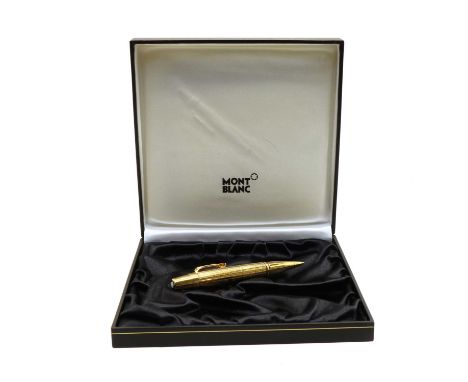 A Mont Blanc Boheme Solitaire mechanical propelling pencil, in a gold plated finish with a facetted citrine to the clip, comp
