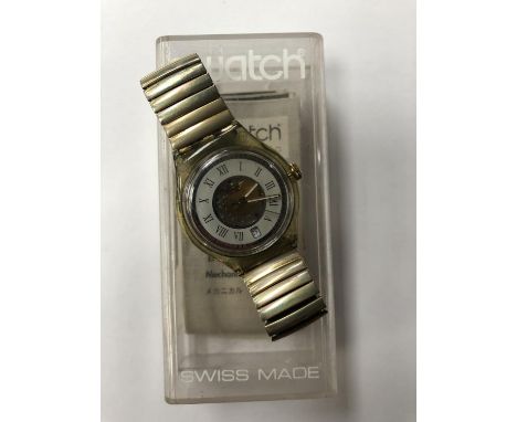 A GENTS RETRO SWATCH WATCH IN ORIGINAL CASE 