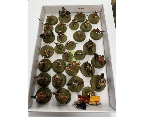 A LARGE COLLECTION OF LEAD ARMY FIGURINES ON BASES 