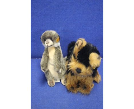 A STEIFF YORKSHIRE TERRIER TOGETHER WITH A STEIFF BABY ERDMAENNCHEN