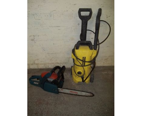 A KARCHER PREESURE WASHER AND A MAKITA CHAINSAW