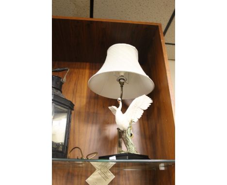 A SWAN TABLE LAMP AND SHADE